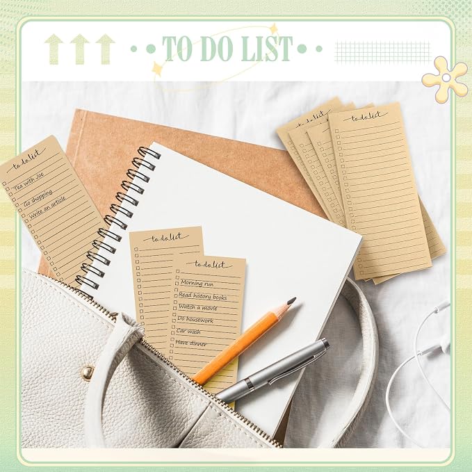 Censen 10 Pack 500 Sheets to Do List Notes Daily Checklist Notepad with 50 Sheets Undated Memo Pad Color Block Shopping List Weekly Plan Notepad Organizer Planners(Wood Color,Lined)