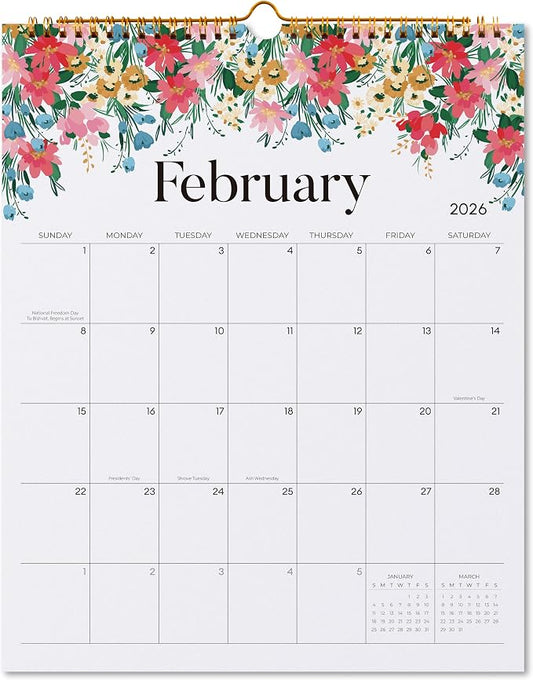 Wall Calendar 2026–2027, Jokotha 18 Monthly Calendar from January 2026 to June 2027, 12"x15", Hanging Hook, Twin-Wire Binding, Floral Design Calendar for Easy Organizing