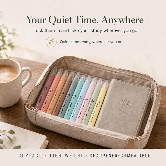 10 Pack Bible Safe Highlighters - Vintage Color, Wax Highlighters | No Bleed, Scripture Markers for Journaling, Study Accessories and School Supplies