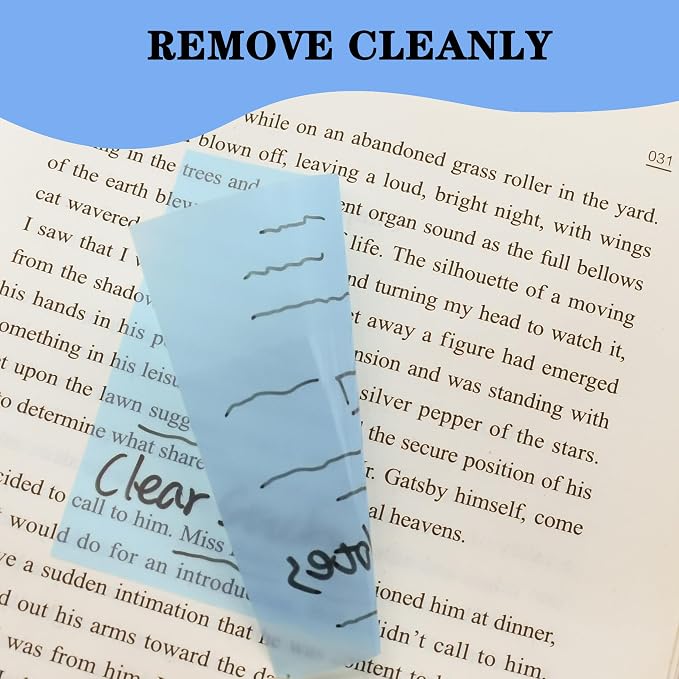 YOUDEFUL 800Pcs Transparent Sticky Notes, Bright Blue Clear Sticky Notes, 3"x3" Waterproof Translucent Sticky Note Pads, Index Tabs, Clear Post it Notes for Bible Study, See Through Sticky Notes