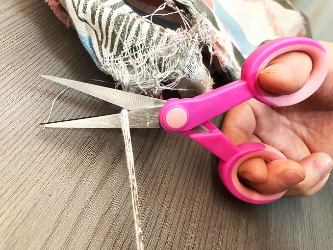 5 Inch Detail Scissors, Embroidery Scissor with Stainless Steel Blade, Soft Comfort-Grip, Straight Fine Tips Small Sewing Scissors Set, 3 Pack, Pink