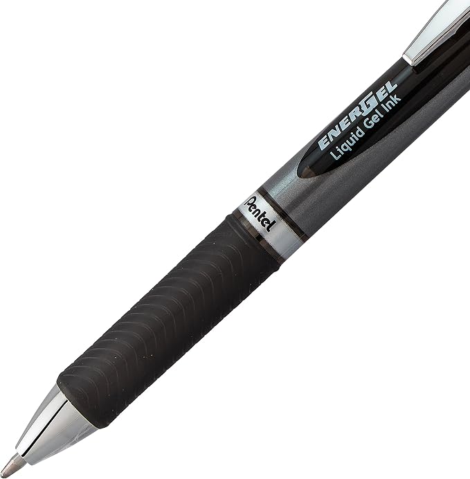 Pentel Energel RTX Retractable Liquid Gel Pen, Bold Line, Metal Tip, Black Ink Pack of 2 (BL80BP2A)