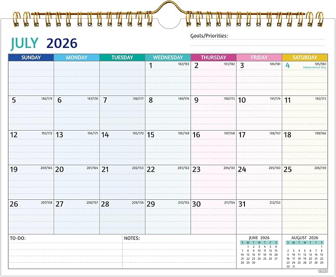 Wall Calendar 2026-2028 – Jul 2026 – Jun 2028, 2 Year Calendar 2026-2028, 11 x 8.5 In, 2026 Calendar 24 Months, Small Monthly Calendar with Ruled Blocks, Thick Paper, Holidays, To-dos ＆ Notes