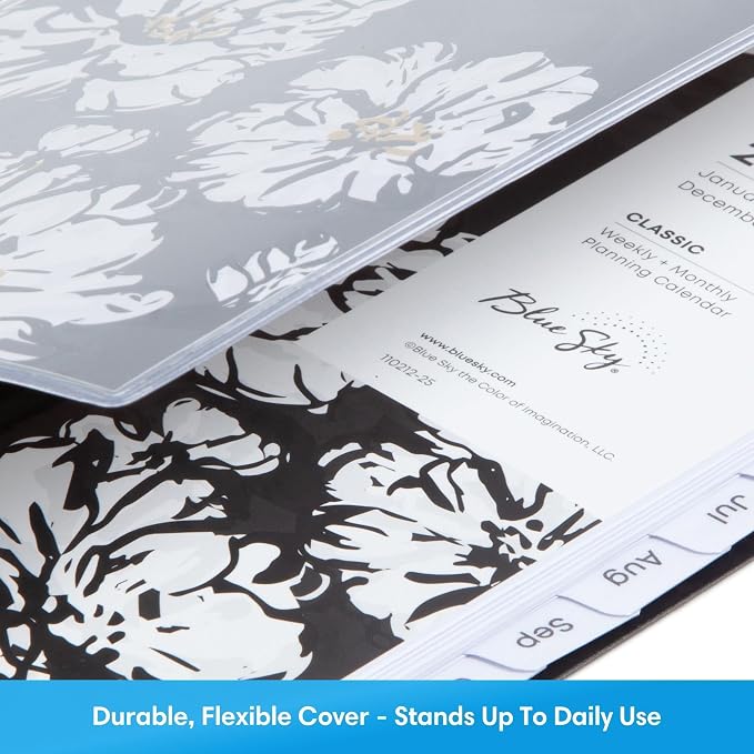 Blue Sky 2027 Weekly & Monthly Planner Calendar, 5"x8", Baccara Dark | January 2027 - December 2027, Clear Pocket Cover, Durable Twin Wire Binding, Laminated Tabs