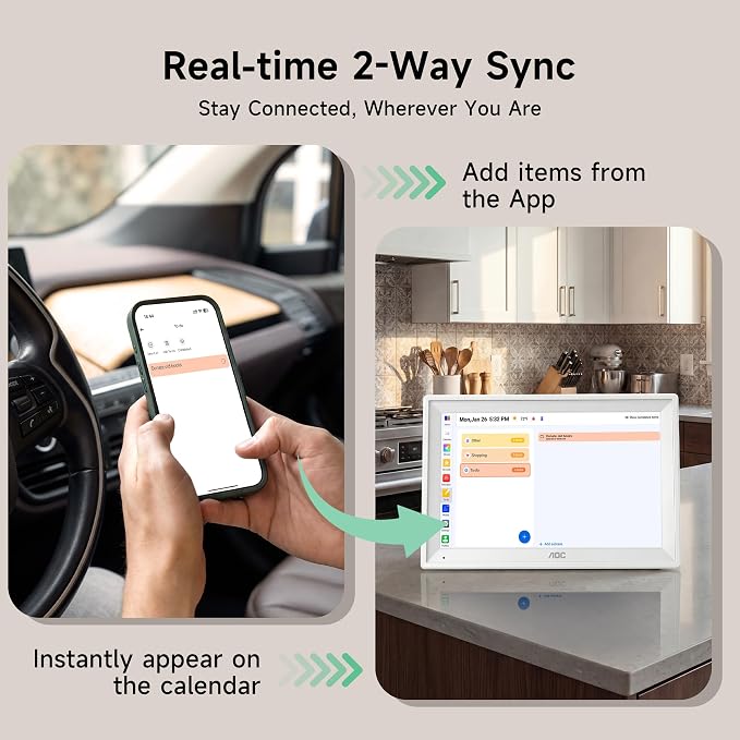 AOC Digital Calendar Wall Touch Screen, 15.6" Smart Electronic Wall Planner | No Subscription Family Dashboard, Sync Google iCloud Outlook, Chore Chart, Great for Family Schedules, Meal Planner, Rewards