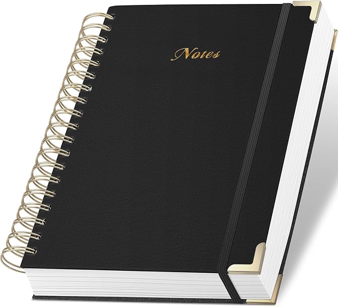 Spiral Notebook Journal, 328 Pages Linen Hardcover College Ruled Notebook, Lined Thick Journals for Women Men, A5 Thick Spiral Journal for Writing, 100GSM Paper, Cute Notebooks for Work School