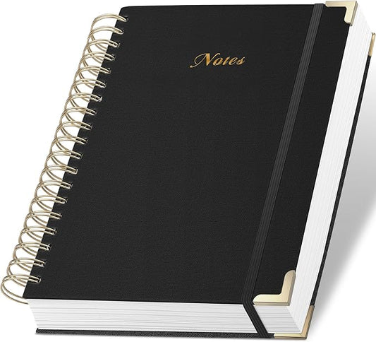 Spiral Notebook Journal, 328 Pages Linen Hardcover College Ruled Notebook, Lined Thick Journals for Women Men, A5 Thick Spiral Journal for Writing, 100GSM Paper, Cute Notebooks for Work School