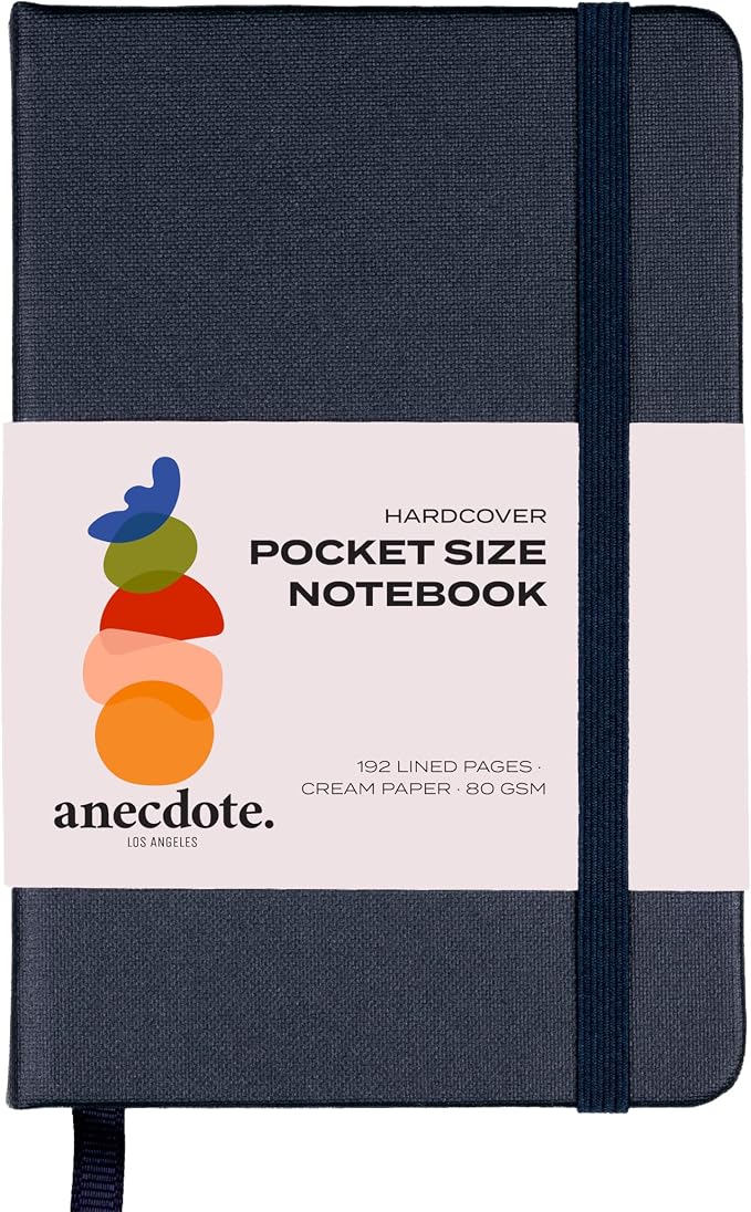 ANECDOTE. Small Journal Notebook for Men & Women, 192 Pages | Thick 80 GSM Lined Paper| Hardcover (5.5"x3.5" Pocket Size) | Daily Journaling Diary for Work, Travel, School & Office Use (Ink Blue)