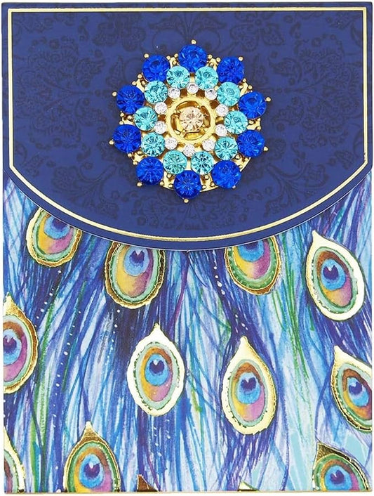Punch Studio Flip-Top Notepad For Daily Notes or Notes on-the-go, with Magnetic Closure, Brooch Embellishment, Gold-Foil Accents & 75 Illustrated Sheets, 5" x 3.75" - Peacock Tail (44668)