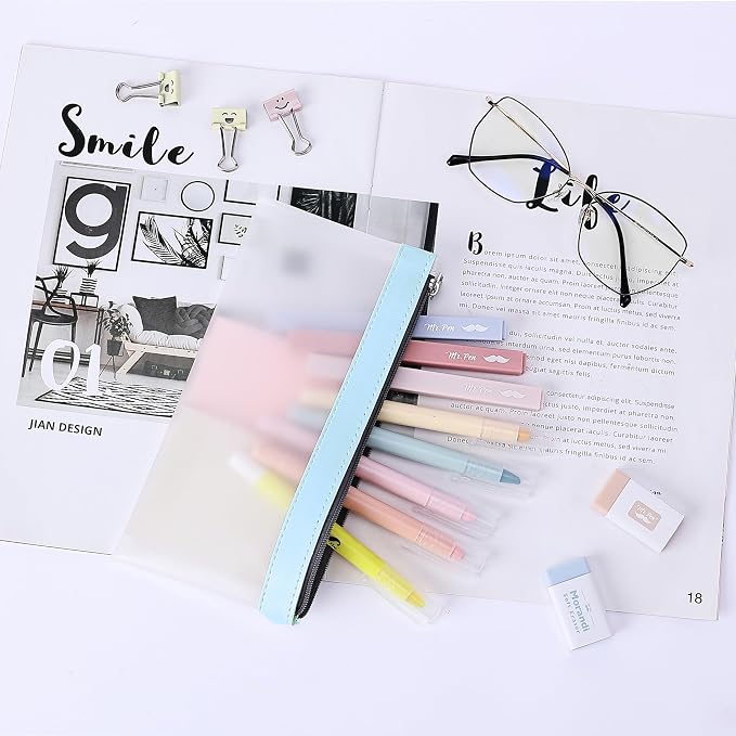 Mr. Pen- Clear Pencil Pouch, 8.50"x4.25", 3 Pack, Durable TPU Material | Medium Water-Resistant Pencil Bags with Smooth Zipper, Multipurpose Clear Pouch for Stationery, School, Office