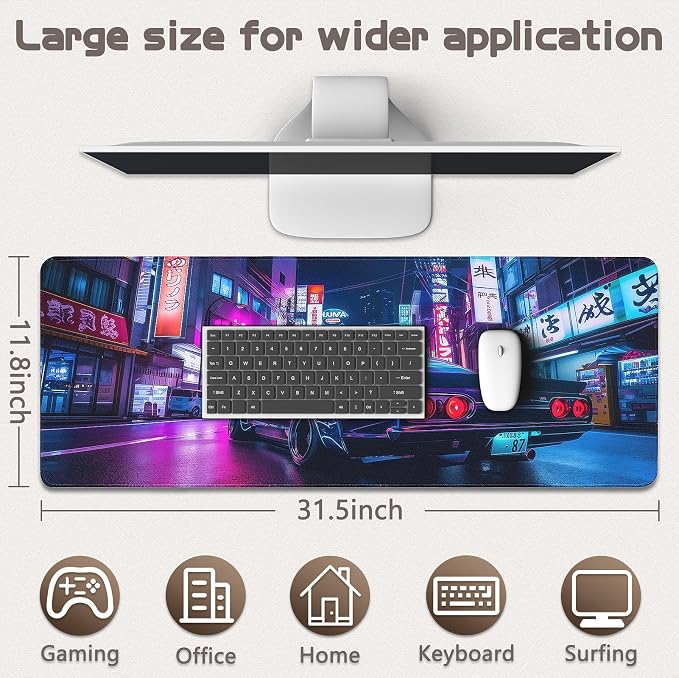 Gaming Mouse Pad - (31.5"×11.8") Sports Car Large Mouse Pads for Desk - Desk Mat for Keyboard and Mouse with Non-Slip Base, Desks Pad Matfor Game/Office & Home