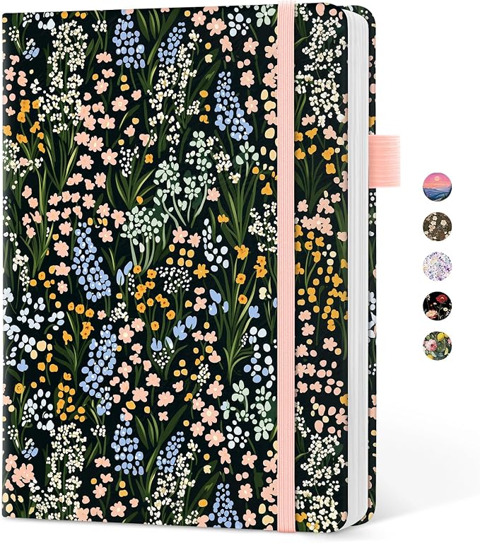 Taja Aesthetic Lined Journal for Women, Pretty 6" x 8" Notebook for Work & Note with 160 College Ruled Pages, Hardcover Leather Notebook for Journaling, Note Taking, Bible Study, Spring Scatter