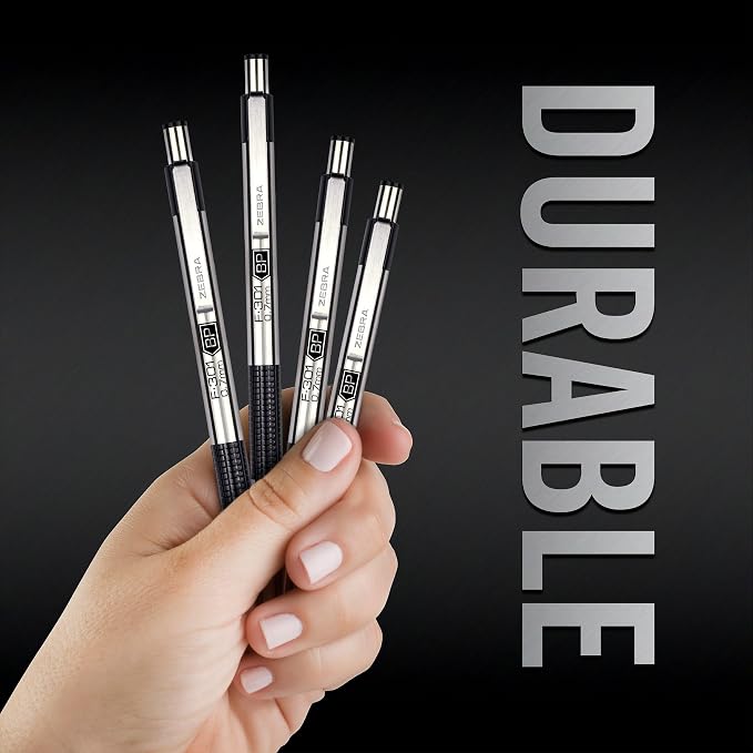 Zebra Pen STEEL F-301 Retractable Ballpoint Pen, Black Ink, 0.7mm, 2-Pack