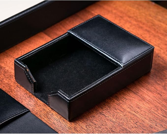 Dacasso Black Bonded Leather 4" x 6" Memo/Note Holder for Desktop or Boardroom - Executive Decor & Office Organization Essential