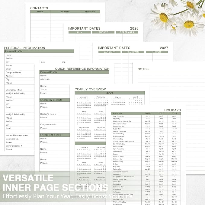GuassLee 2026-2027 Academic Planner, Weekly and Monthly Planner from July 2026-June 2027, 8.4"x 6.1" Aesthetic Daisy Agenda Book with Back Pocket Stickers Tabs for School Office Supplies, A5 Size