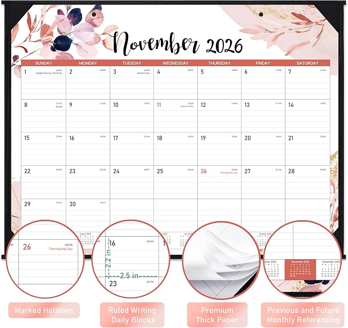 2026-2027 Desk Calendar - Large Desk Calendar from July 2026 to December 2027, 22''x17'',18 Monthly Desk/Wall Calendar, Desk Calendars 2026-2027 Large Space for Writing with Protect Corner