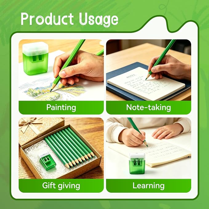24 Piece Green Colored Pencils Set with Sharpener, Pre-Sharpened Professional Wooden Art Pencils for Artists Drawing and Sketching, Premium Colored Tone Supplies Delivering Detailed Painting(Green)