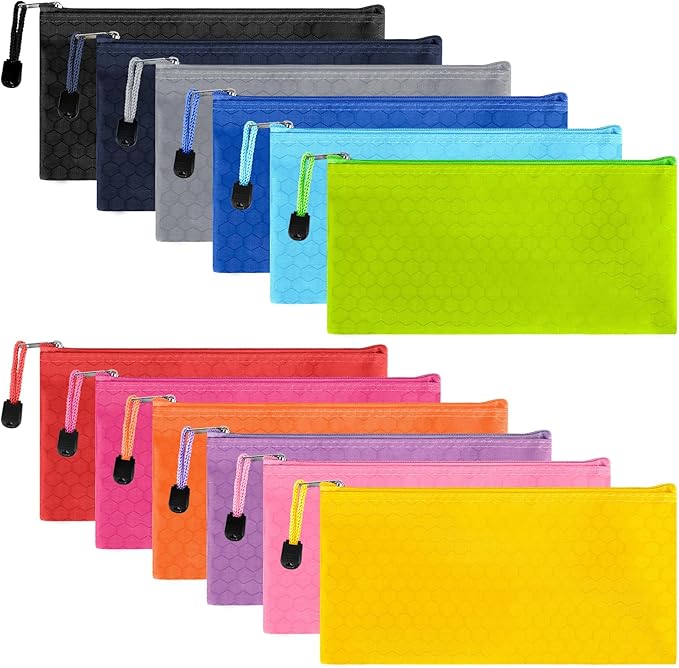 EOOUT 24pcs Pencil Pouch Bulk, Bill Size Zipper Pouches Pencil Case, Waterproof Pencil Bags for Office Supplies, Kids, Travel Accessories Stationery 12 Colors