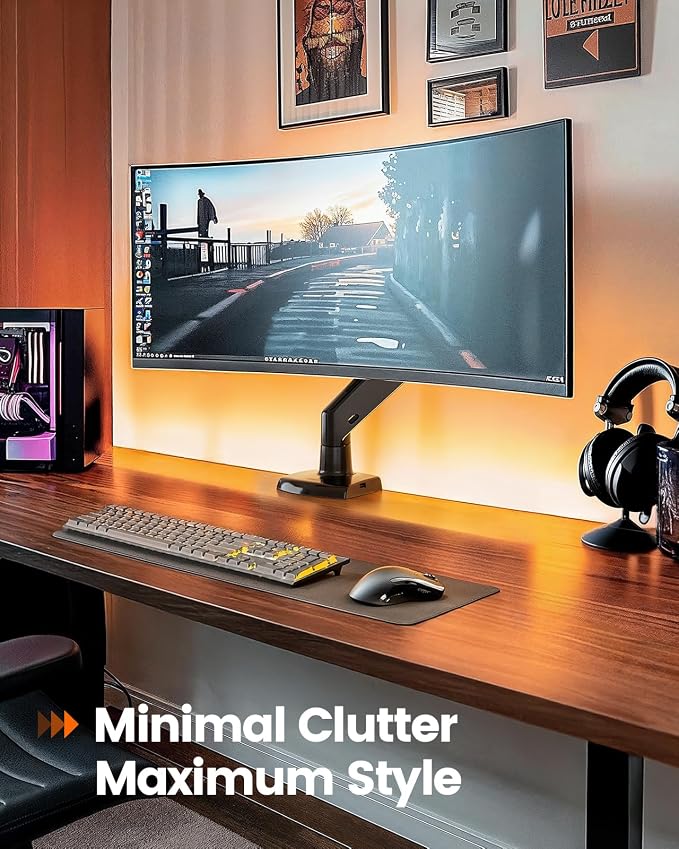 ErGear 17 to 49 inches Single Monitor Mount for Ultrawide Screens,Holds 26.5lbs,Heavy Duty Single Monitor Arm,Single Monitor Stand with Swivel,Tilt,Rotation for Home and Office,VESA 75/100mm