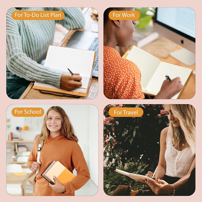CAGIE Lined Journals for Writing, Two-Toned Hardcover Journal Notebook for Women, 256 Pages A5 Journal with 100GSM Thick Paper for Work Note Taking Diary, Refillable Design,8.6 x 5.7 Inch,Yellow | 256 Pages, 100gsm Thick Paper, Refillable, Two-Toned Ha...
