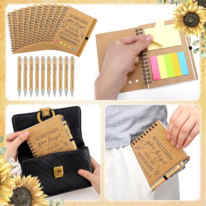 Yeaqee 100 Pcs Employee Appreciation Gifts Inspirational Gifts Set Mini Spiral Notebooks with Pen May You Be Proud of The Work You Do Motivational Thanks Gift for Staff Coworkers (Awesome)