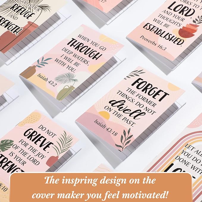 Tatuo 24 Pcs Boho Christian Affirmation Mini Notebook for Women Religious Motivational Notepads Bible Verse Pocket Journal Inspirational Scripture Notepads VBS Volunteer Appreciation Gifts, 3.3x4.7 In