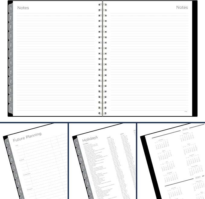 Mead Planner 2026-2027 Weekly & Monthly Academic 15-Month April-June, 8.5" x 11", Black (CAW62005) (Pack of 12)