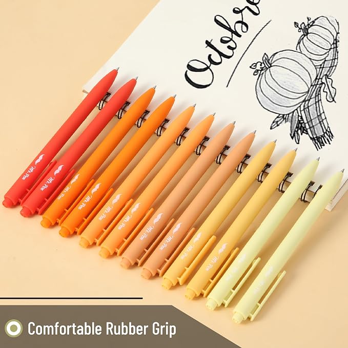 Mr. Pen- Retractable Gel Pens, 12 Pack, Black Ink, Summer Morning Barrel | Fine Point 0.5mm, Fast Dry, Smooth Writing, Cute Pens for Drawing, Writing Planner and School Supplies