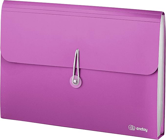 Accordion File Organizer Purple, 7 Pocket Expanding File and Cover Folder with Labels, Plastic Portable Desktop Letter A4 Paper, Also Available in Red, Green, Pink, Blue, Grey, 1 Pc – By Enday
