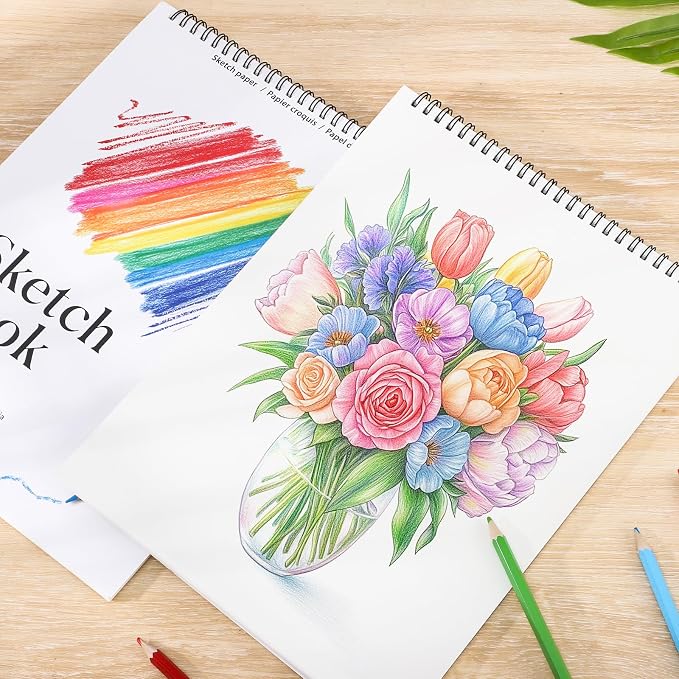 12 Pack Sketch Books, 8.5 x 11 Inch Mini Sketchbook, 68lb/100gsm Spiral Bound Small Sketch Pad, Acid Free Art Supplies Drawing Painting Sketchbook for Kids, Beginners, Artists & Easter Gift