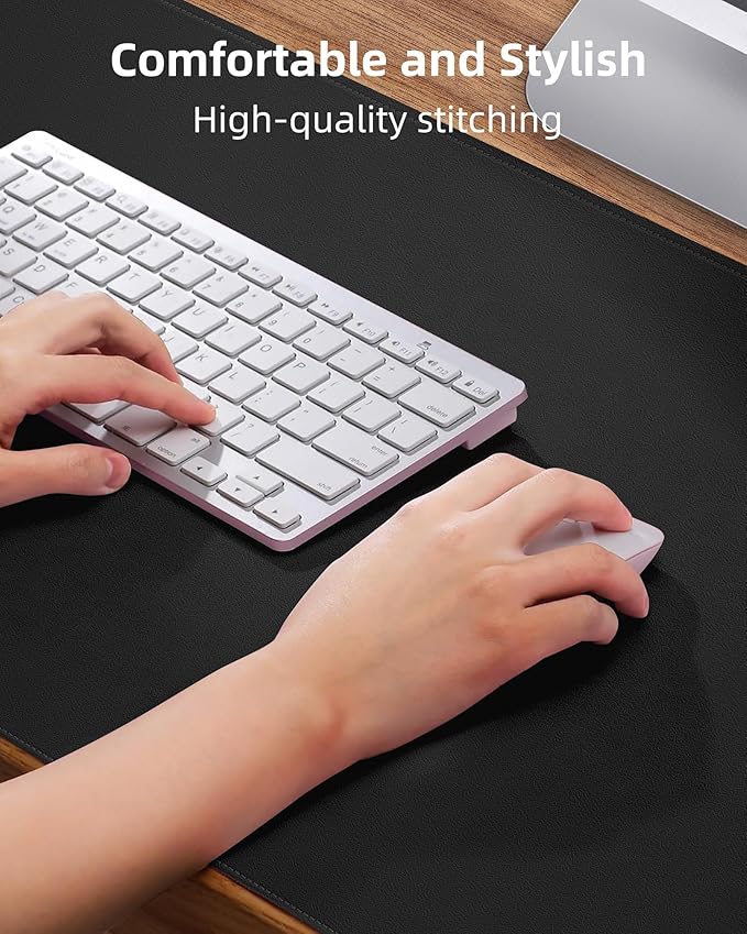 AFIING Leather Desk Pad Protector,48"x24" - Premium Desk Mat, Large Mouse Pad,Non-Slip Desk Blotter,Waterproof Desk Writing Pad for Office and Home(Black)
