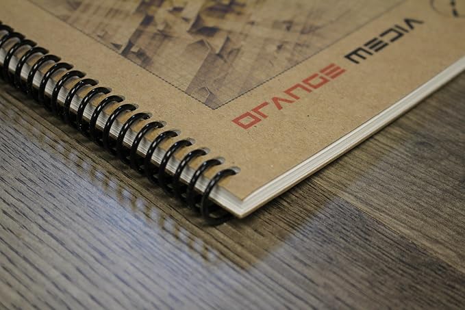 Orange Media Grid Sketchbook. Spiral Bound. Left Spine. Multi-Media. (8.5" x 11") 1/8" Box. (Blue Grid). SB-2550-LS