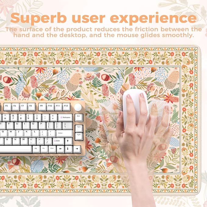iCasso Desk Mouse Pad Extra Large,Office Desktop Mat for Women,Non Slip Computer Pad Pad with Stitched Edges,Large Keyboard mat,Cute Desk Cover Mat Work from Home School