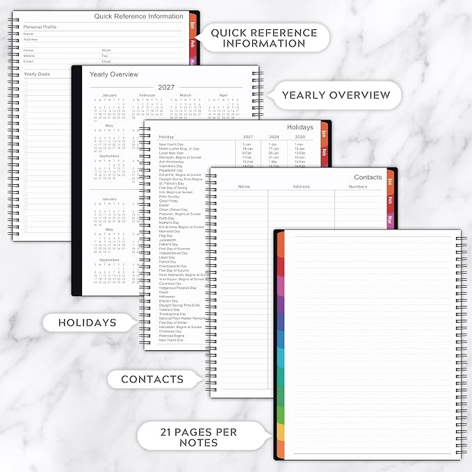 2027 Planner-2027 Weekly and Monthly Planner, 9" x 11", Jan. 2027-Dec. 2027 | Storage Pocket, Daily Agenda Book, College Organizer Notebook, Teacher Student Planning Book with Tabs, Enterprise