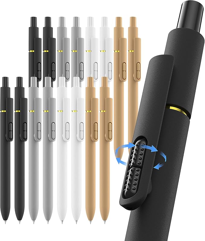 inkipen- 16 Pack Pens, Gel pens Black Ink, Fine Point(0.5mm),Quick-Drying Smooth Writing,School and Office Supplies （black, white）