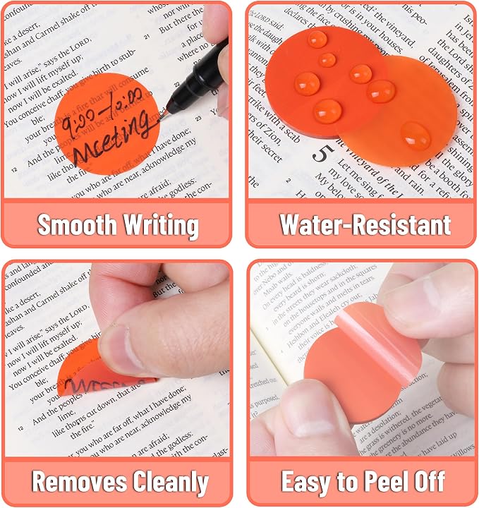 Mr. Pen- Round Transparent Sticky Notes, 1.1” Diameter, 28 Pads | 1120 Sheets, Colorful, Water-Resistant See-Through Sticky Notes Bulk & Fineliner, Smooth Writing