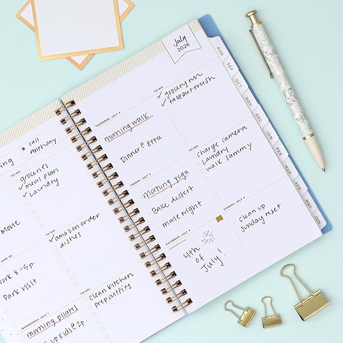 Blue Sky 2026-2027 Weekly & Monthly Academic Planner, 5"x8", Floral Blush | July 2026 - June 2027, Clear Pocket Cover, Laminated Tabs, Storage Pocket, Stickers, Academic Year, Day Designer