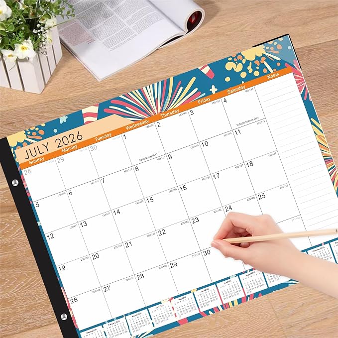 Gannyfer Desk Calendar 2026-2027, 18-Month Large Desk Calendar, Use Now Through June 2027, 22" x 17" Desktop Pad Calendar, Perfect for Your Home, School, or Office (6 Stickers Included)
