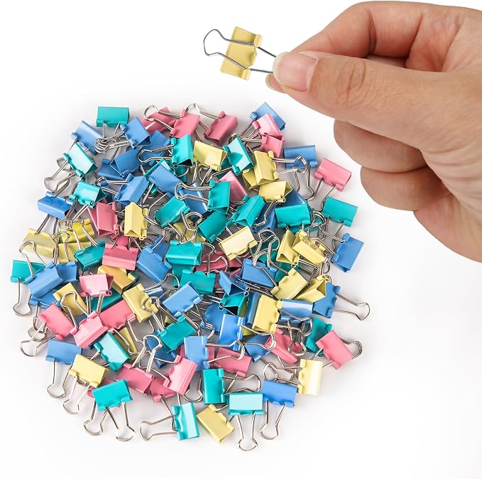 OWLKELA 120 Pack Binder Clips, 5/8 Inch, Multicolor | Micro Size Mini Paper Clips,Ideal for Home, School, Office and Business