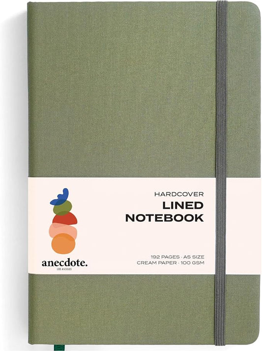 ANECDOTE. Lined Journal Notebook, 192 Pages, A5 size: 8.3" x 5.4", Thick 100 GSM Paper, Ruled, Hardcover. Journal for Women and Men, Perfect Notebook for School, Work and Travel (Olive Green)