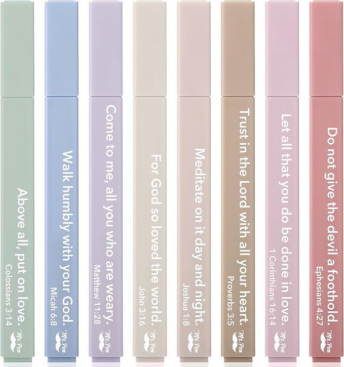 Mr. Pen- Bible Highlighters with Color-Coding System, 8 Pack | Soft Chisel Tip, Aesthetic Highlighters Assorted Colors