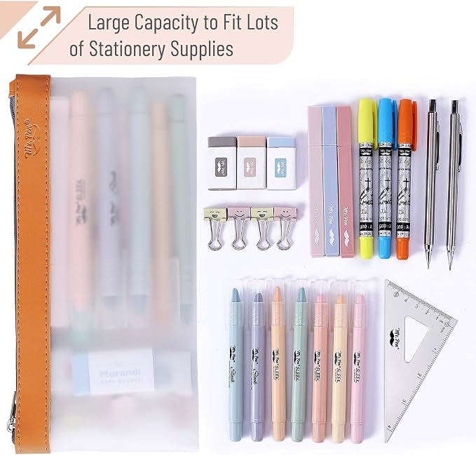 Mr. Pen- Clear Pencil Pouch, 8.50"x4.25", 3 Pack, Durable TPU Material | Medium Water-Resistant Pencil Bags with Smooth Zipper, Multipurpose Clear Pouch for Stationery, School, Office