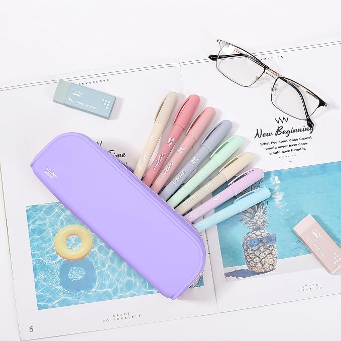Mr. Pen- Silicone Pencil Case, Aesthetic Pencil Bag for Women, Makeup Pouch | Multifunctional Pouch for Stationery, Cosmetics and Electrical Goods Storage