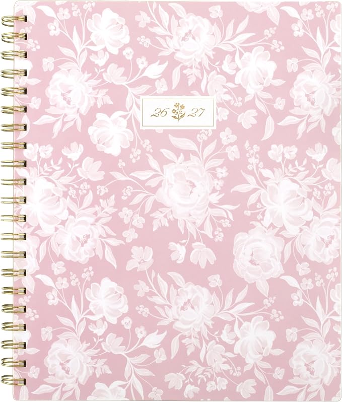 Cambridge Planner 2026-2027 Weekly & Monthly Academic 12-Month July-June, 8-1/2" x 11", Cherrywood Lane, Peony Lace (CL18-905A)