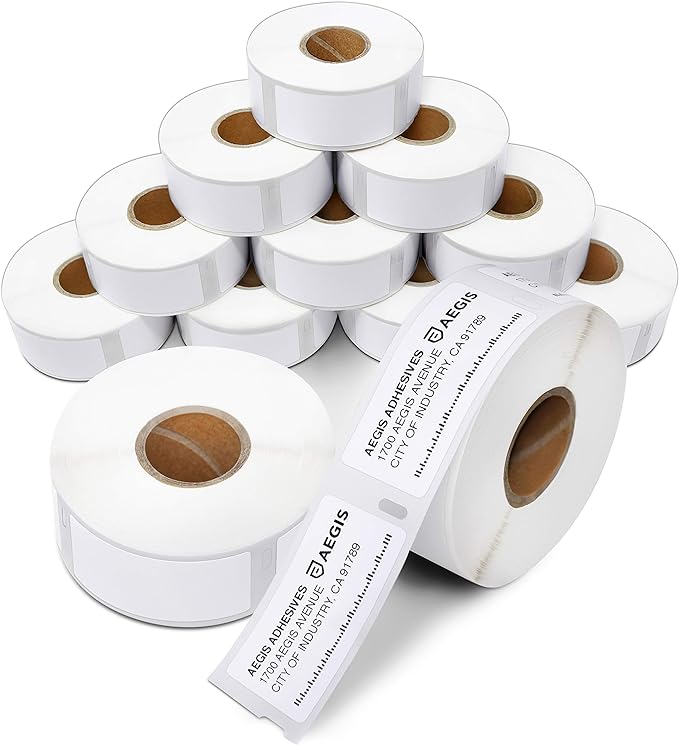 Replacement for DYMO 30336 (12 Rolls, 6000 Labels) 1" X 2 1/8" | Direct Thermal Barcode and Address Labels - Compatible With LabelWriter 450, 450 Turbo, 4XL (NOT 550, 5XL) - Aegis Adhesives