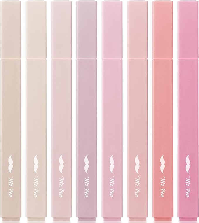 Mr. Pen- Aesthetic Highlighters No Bleed, 8 Pack, Assorted Colors | Chisel Tip, Cute Highlighters Assorted Colors for Journaling, Highlighting, Underlining, Fast Dry, Back to School Supplies