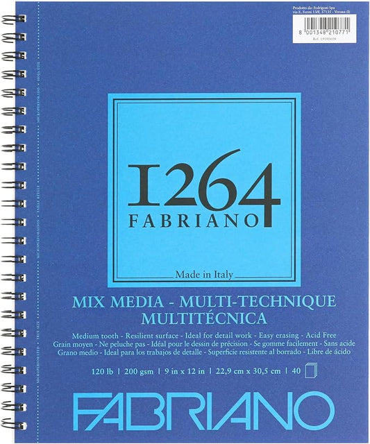 Fabriano 1264 Mixed Media Pad, 9" x 12", 120 lb.