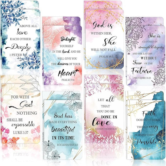Containlol 16 Pcs Flower Daily Prayer Gift for Women, Bible Verse Notebooks Rustic Floral Inspirational Scripture Quotes Pocket Notepads, School Office, 4.9 x 3.1 Inches(Bright Style)
