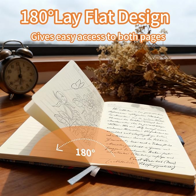 Mlife Lined Journal Notebook for Women & Men,A5 Hardcover PU Leather Journals for Writing,100 GSM Thick Paper, Perfect for College,Work,Office Supplies,Garden C