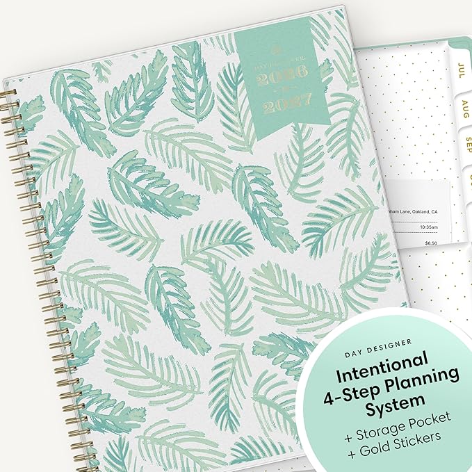Blue Sky 2026-2027 Weekly & Monthly Academic Planner, 8.5"x11", Palms | July 2026 - June 2027, Flexible Cover, Laminated Tabs, Storage Pocket, Stickers, Academic Year, Day Designer